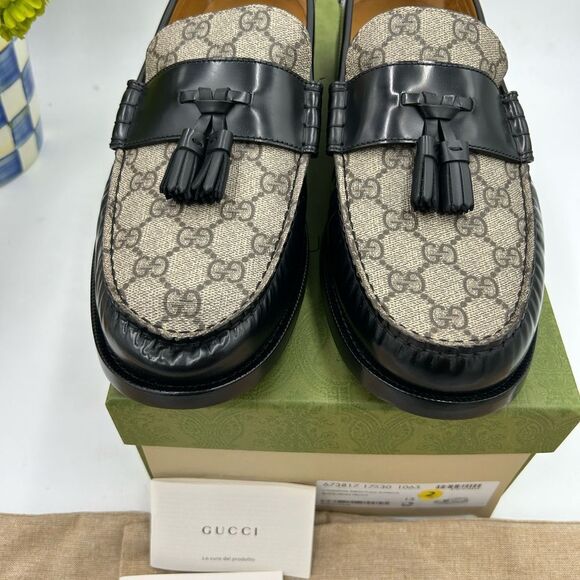 Men's Gucci GG Supreme, tassel loafers size 13 made in Italy - Picture 3 of 11